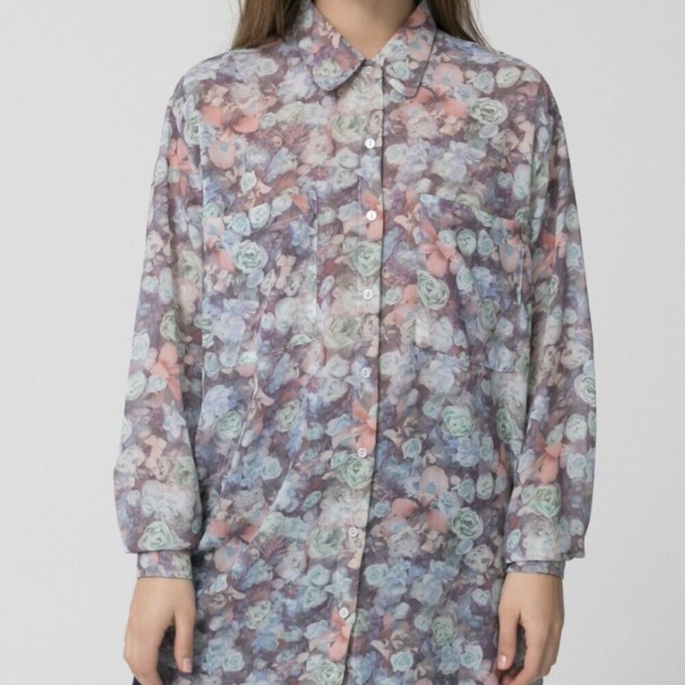 American Apparel - Floral Chiffon Oversized Shirt